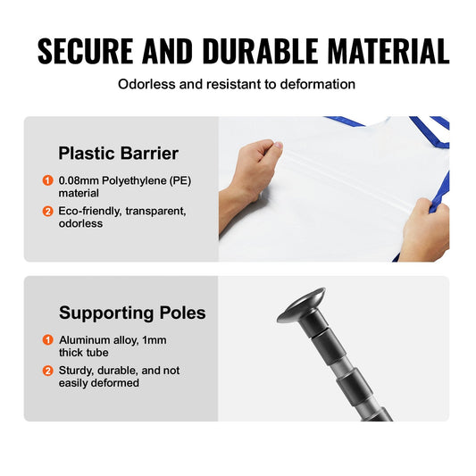 Telescopic Dust Barrier System, 3.65m Poles with Magnetic Zipper & Carry Bag