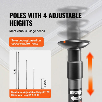 Telescopic Dust Barrier System, 3.65m Poles with Magnetic Zipper & Carry Bag