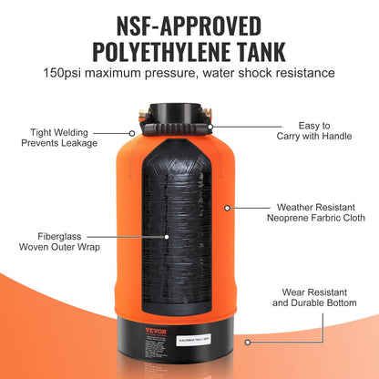 Portable 16,000 Grain Water Softener with 0.75m Brass Fittings for RVs and Boats