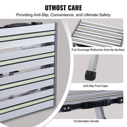 VEVOR Step Stool 1-Step 150KG Capacity, Folding Alumium Alloy Step Ladder Adjustable