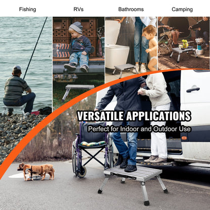 Folding Aluminum Step Stool, 150kg Capacity, Adjustable Height, Non-Slip Design