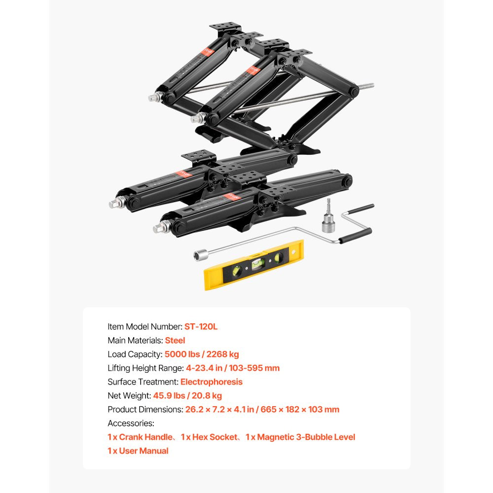 VEVOR RV Scissor Jacks 2268kg 59.5cm RV Stabilizer Leveling Scissor Jacks 4 Set