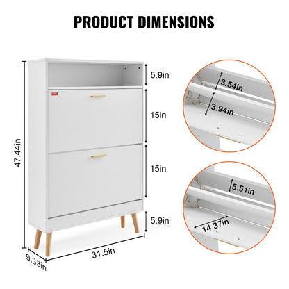 Shoe Cabinet with 2 Flip Drawers and Top Cubby for Entryway, 23.2 kg Capacity