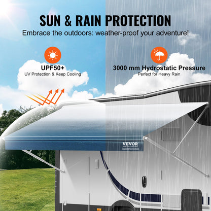 VEVOR RV Awning Fabric Replacement, 3.72m Fabric Length for 3.96mAwning, Heavy Duty