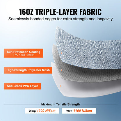 VEVOR RV Awning Fabric Replacement, 3.72m Fabric Length for 3.96mAwning, Heavy Duty