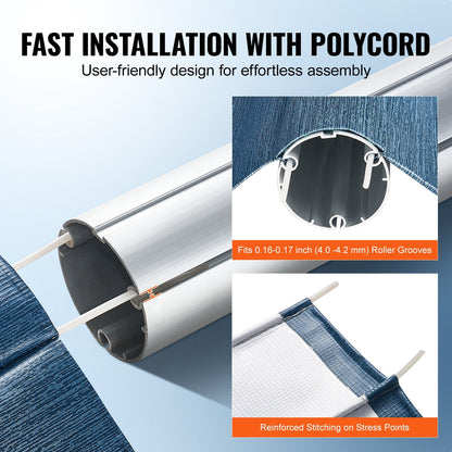Heavy-Duty 4.94m Blue Fade RV Awning Fabric, Waterproof & UV Resistant