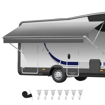 RV Awning Fabric Replacement, 4.88 m (Fabric 4.6 m) 510 g Heavy-Duty Weatherproof Vinyl Camper Awning Replacement, UPF50+ Protection Waterproof Outdoor Canopy for RV Motorhome Trailer, Gray Fade
