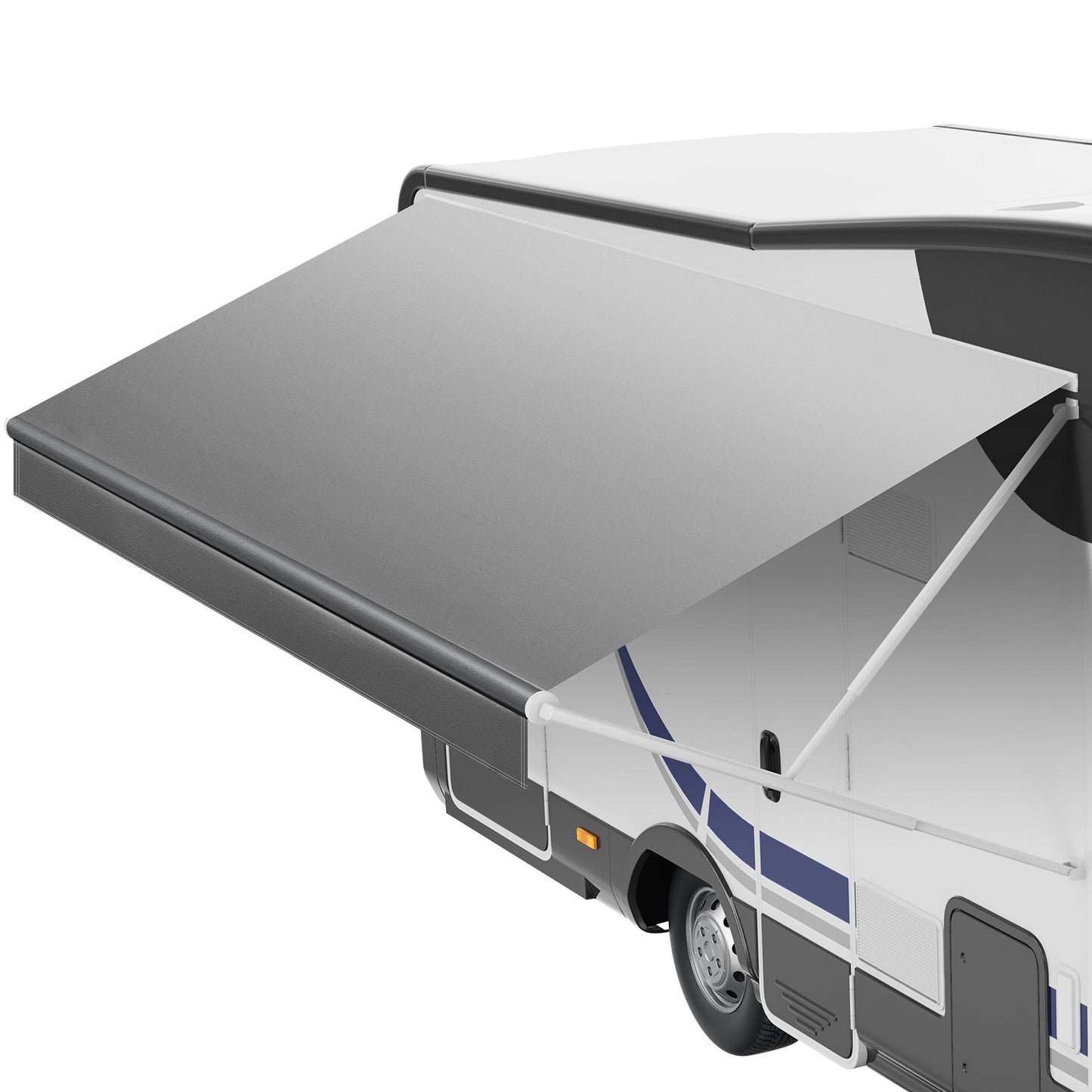 RV Awning Fabric Replacement, 5.18 m (Fabric 4.9 m) 510 g Heavy-Duty Weatherproof Vinyl Camper Awning Replacement, UPF50+ Protection Waterproof Outdoor Canopy for RV Motorhome Trailer, Gray Fade