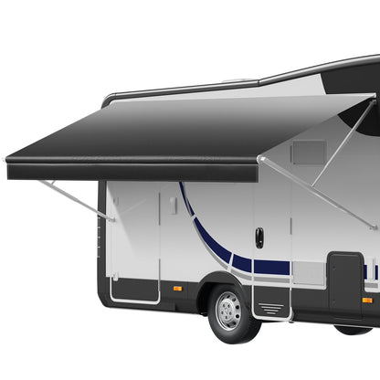 RV Awning Fabric Replacement, 5.18 m (Fabric 4.9 m) 510g Heavy-Duty Weatherproof Vinyl Camper Awning Replacement, UPF50+ Protection Waterproof Outdoor Canopy for RV Motorhome Trailer, Black Fade