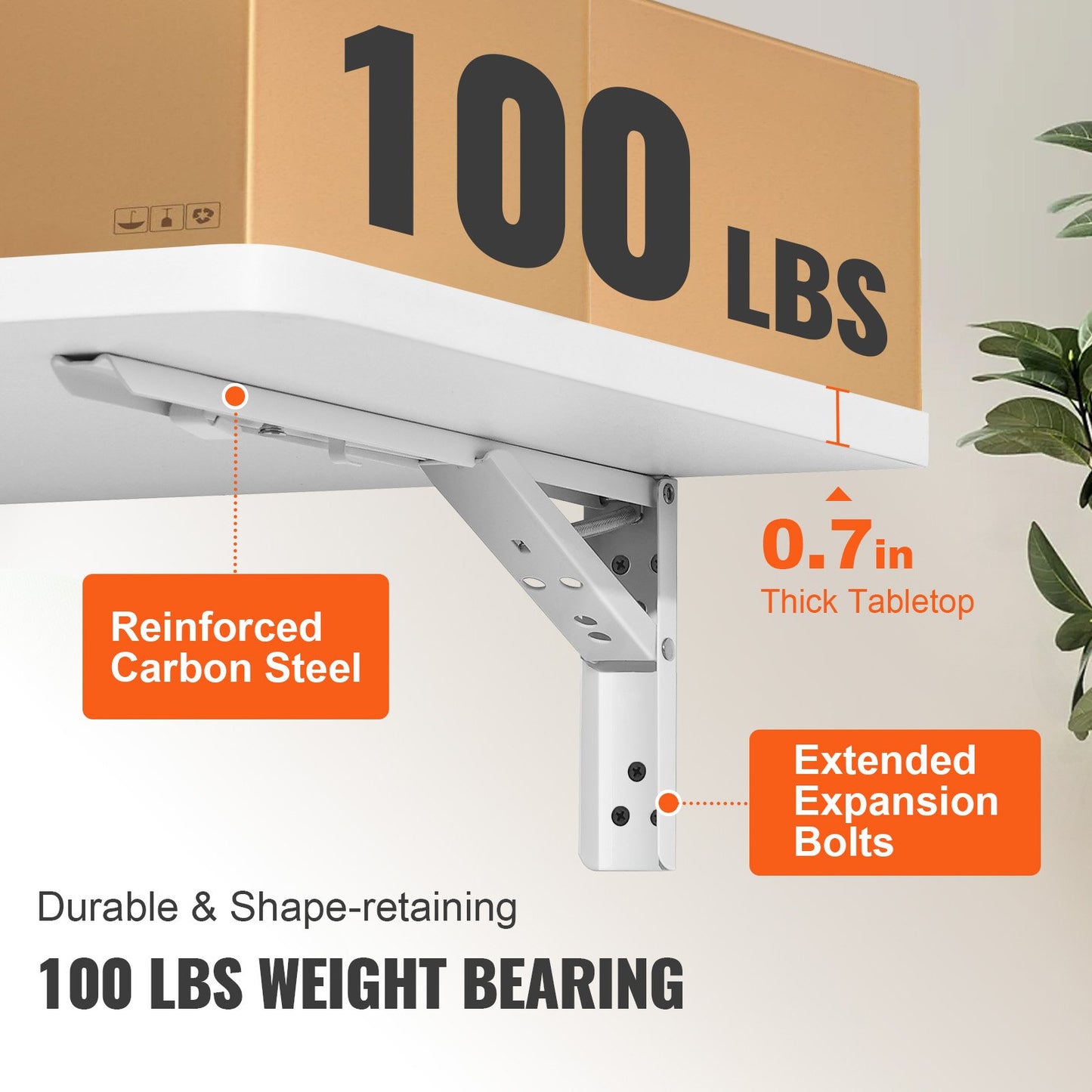 VEVOR Wall Mounted Folding Table, Wall Mount Drop Leaf Tables, Wooden Floating Desk