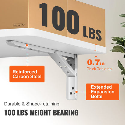 VEVOR Wall Mounted Folding Table, Wall Mount Drop Leaf Tables, Wooden Floating Desk