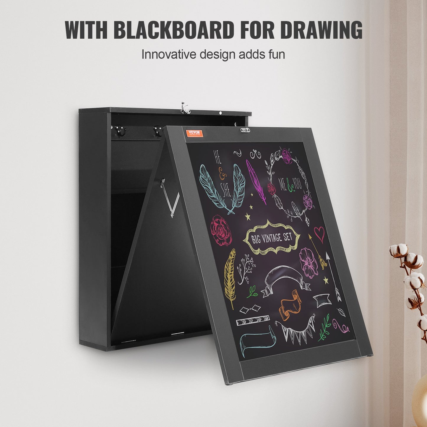 VEVOR Wall Mounted Desk, Fold out Convertible Desk, Multi-Function Folding Wall