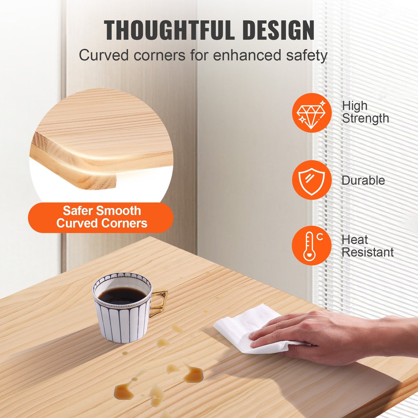 VEVOR Wall Mounted Folding Table, Wall Mounted Drop Leaf Tables, Solid Wood Floating