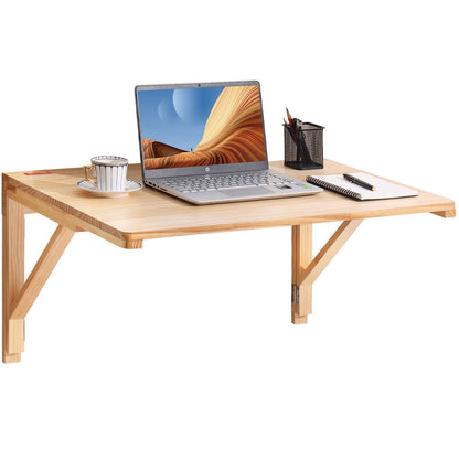 Wall Mounted Folding Table, Solid Wood Drop Leaf Desk for Home or Office Use