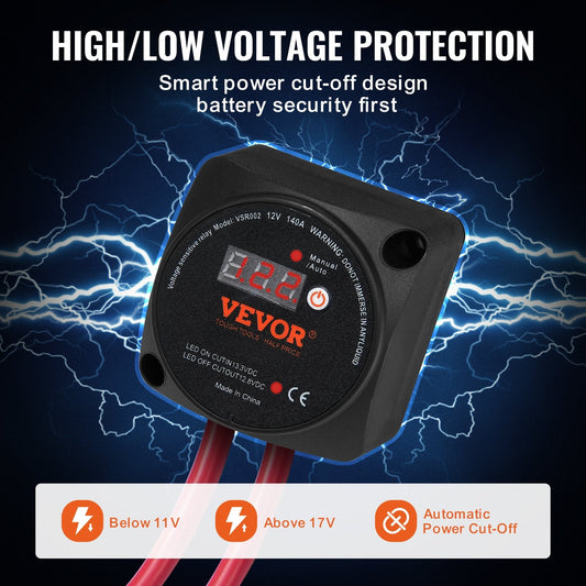 140A Dual Battery Isolator Kit with LCD for RV, Camper, Boat, and Truck