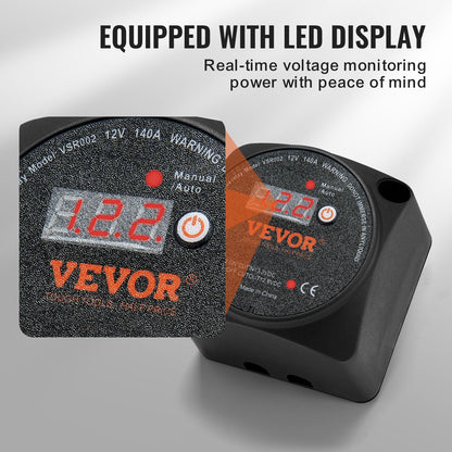 12V 140A Dual Battery Isolator with LED Display & Voltage Protection
