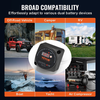 12V 140A Dual Battery Isolator with LED Display & Voltage Protection