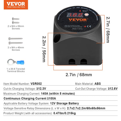 12V 140A Dual Battery Isolator with LED Display & Voltage Protection