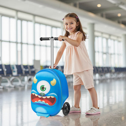 VEVOR Ride-on Luggage 20-inch Kids Scooter Suitcase with Flash Wheels Blue