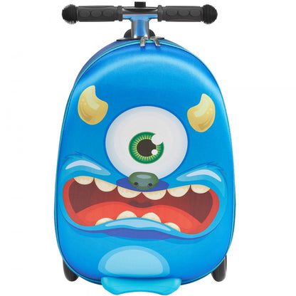 VEVOR Ride-on Luggage 20-inch Kids Scooter Suitcase with Flash Wheels Blue
