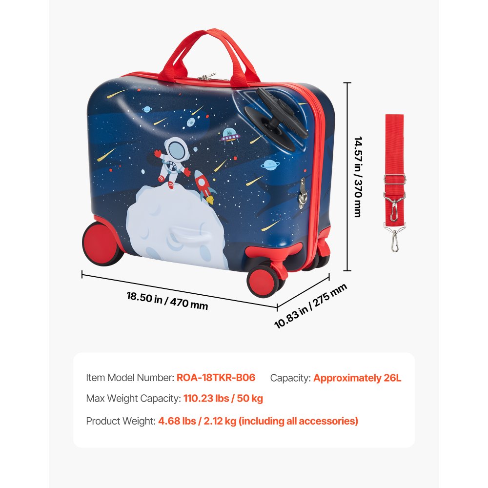 VEVOR Ride-on Luggage 18-inch Lightweight Kids Scooter Suitcase with Wheels