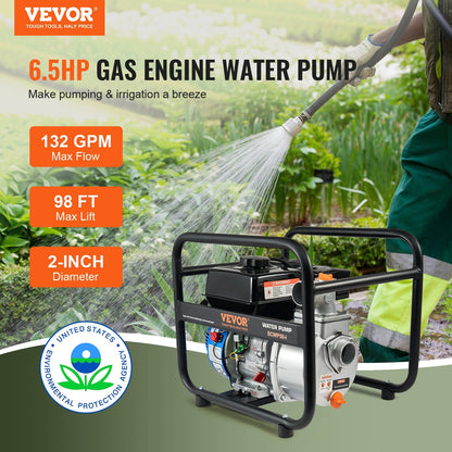 Gas-Powered 50mm Water Pump, 6.5HP, 4-Stroke, High Performance for Irrigation