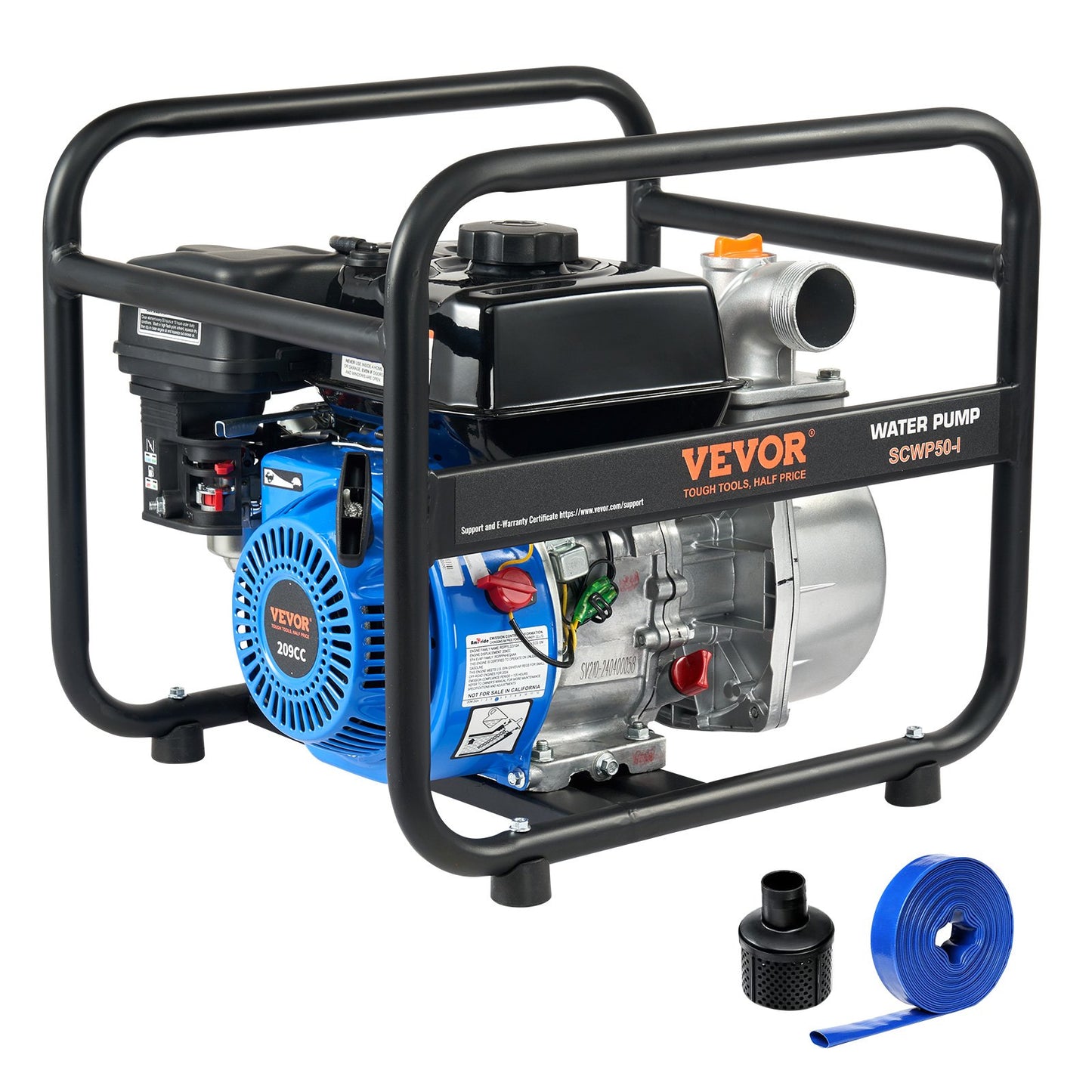 VEVOR Gasoline Engine Water Pump Gas Powered Transfer Pump 50 mm 6.5HP 4-Stroke