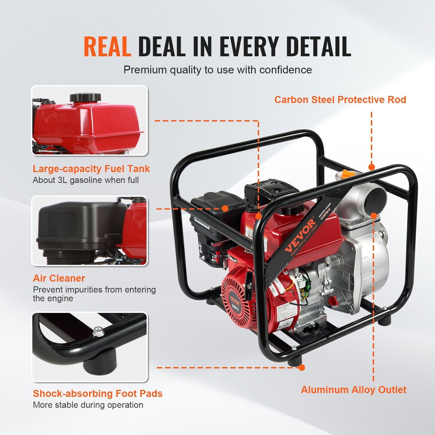 7HP Gas-Powered Water Pump, 80 mm, 4-Stroke, High Performance for Irrigation