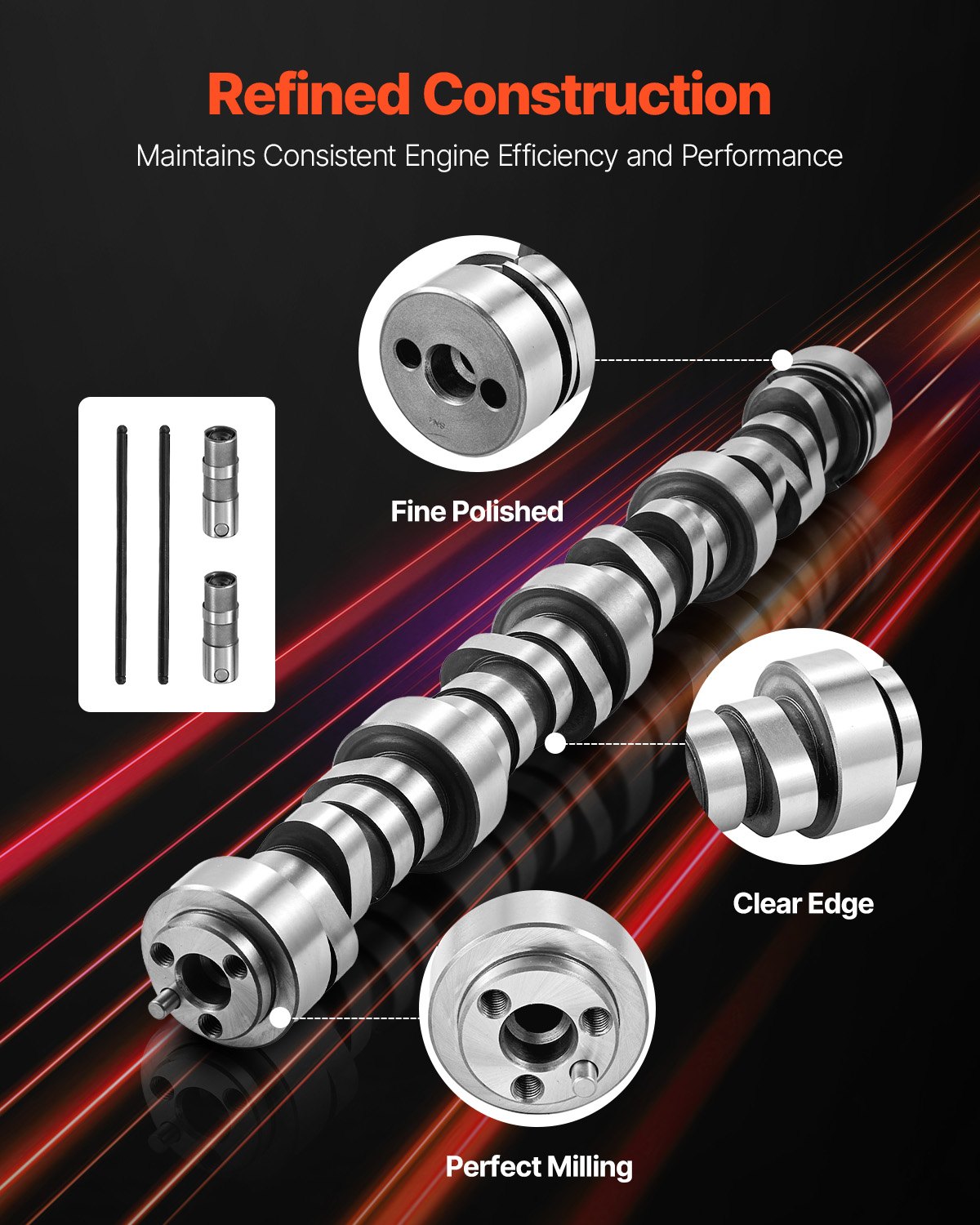 Lifter Camshaft Kit, 13-Piece Set, Gray Cast Iron Engine Cam, Compatible with Norris trucks from 1999-2013 GM Gen3/4, Fit 1999-2013 LS-Based Engines (Silverado, Sierra, Tahoe, Yukon/LS1)