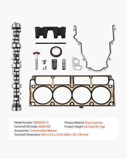 Lifter Camshaft Kit, 13-Piece Set, Gray Cast Iron Engine Cam, Compatible with Norris trucks from 1999-2013 GM Gen3/4, Fit 1999-2013 LS-Based Engines (Silverado, Sierra, Tahoe, Yukon/LS1)