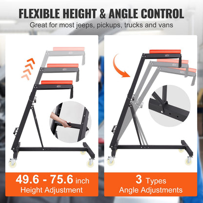 Adjustable Automotive Topside Creeper, 126-192 cm Height, 181 kg Capacity