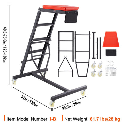 Adjustable Automotive Topside Creeper, 126-192 cm Height, 181 kg Capacity