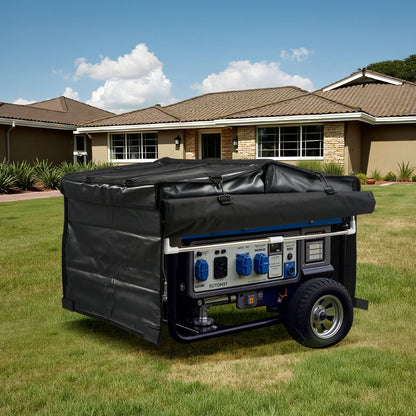 Generator Cover, 860 x 605 x 530 mm Waterproof Universal Generator Cover for Most Generators 3500-12000 Watt, Portable Generator Running Cover with Heavy Duty Thicken 420D Oxford Fabric, Black