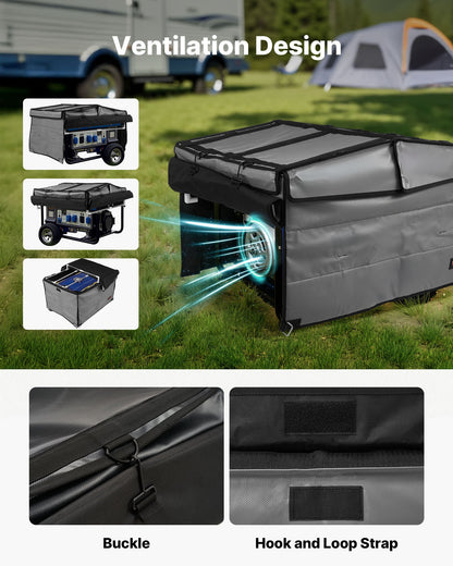 Generator Cover, 865 x 657 x 535 mm Waterproof Universal Generator Cover for Most Generators 3500-12000 Watt, Portable Generator Running Cover with Heavy Duty Thicken 420D Oxford Fabric, Grey