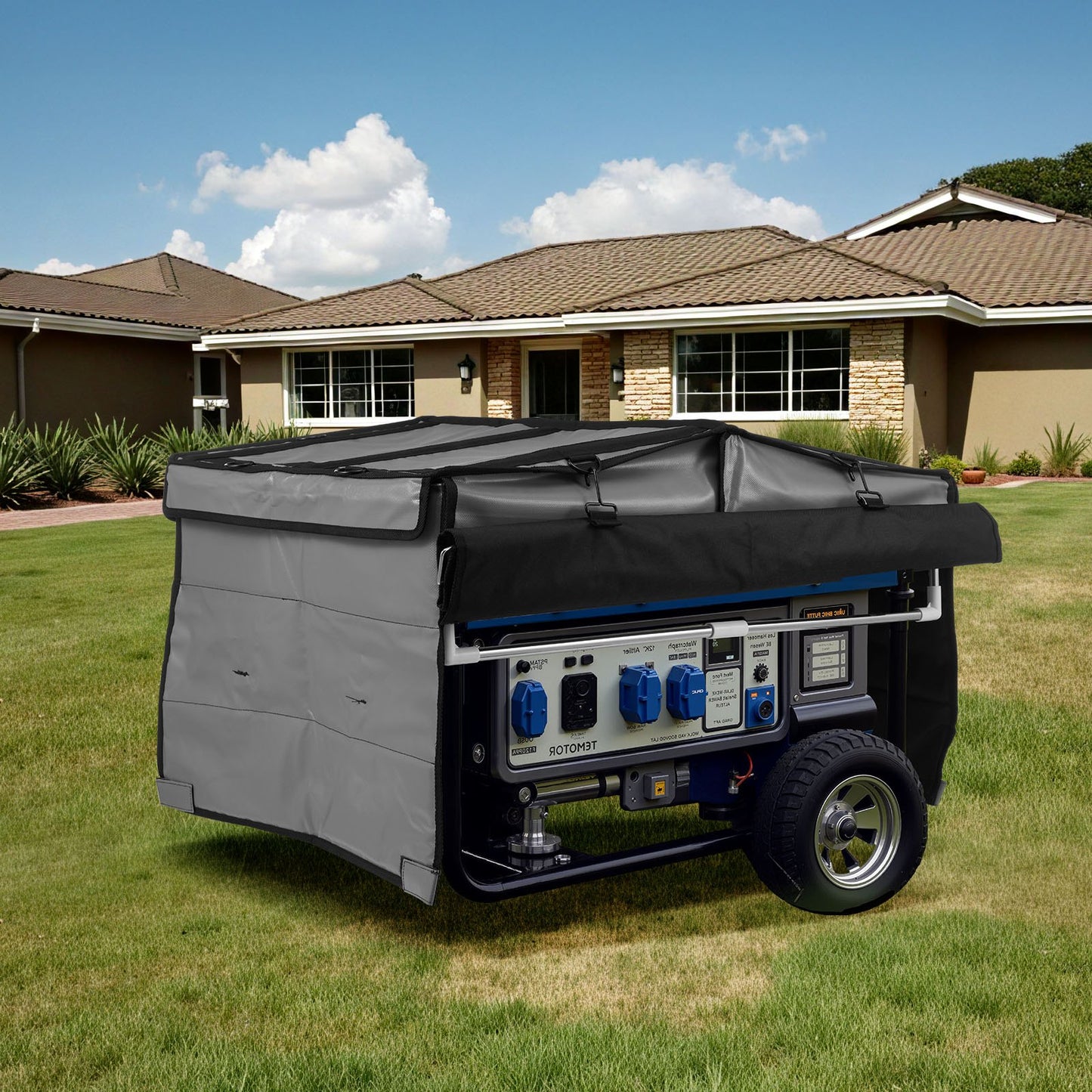 Generator Cover, 865 x 657 x 535 mm Waterproof Universal Generator Cover for Most Generators 3500-12000 Watt, Portable Generator Running Cover with Heavy Duty Thicken 420D Oxford Fabric, Grey