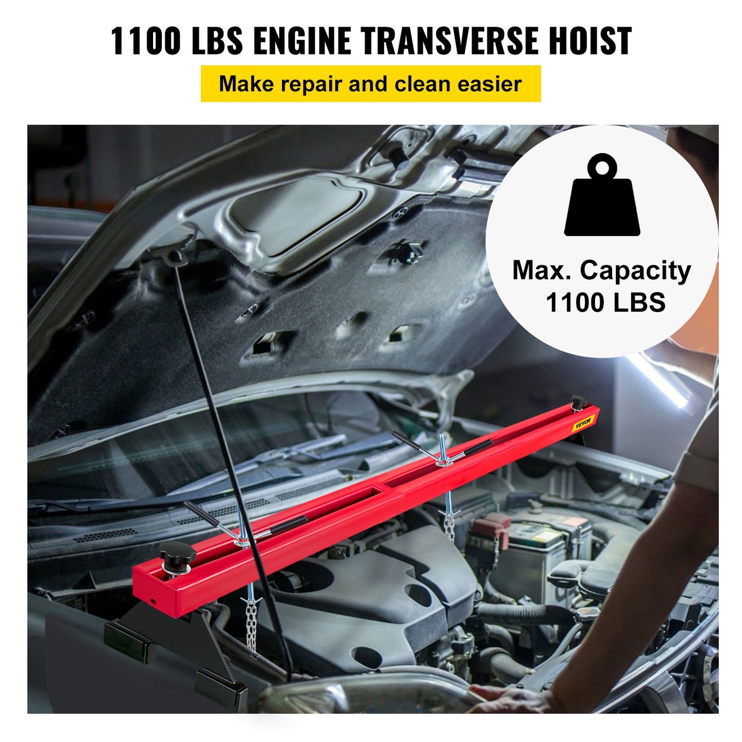 VEVOR Engine Support Bar Engine Load Leveler 1100 Lbs Transmission w/ Dual Hook