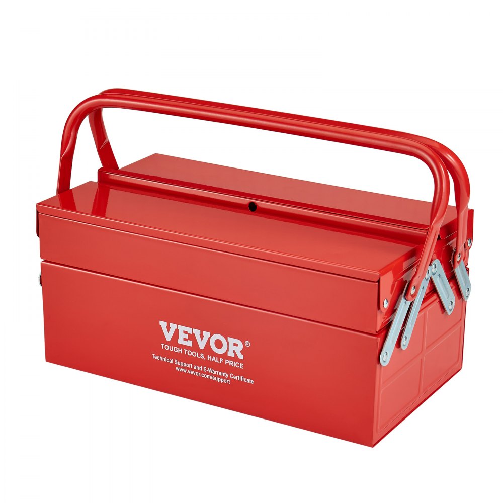 VEVOR Tool Box 355.6 mm 2-Tier 3-Tray Folding Cantilever Toolbox with Handle