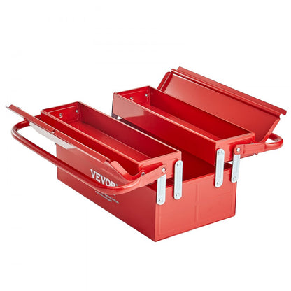 VEVOR Tool Box 355.6 mm 2-Tier 3-Tray Folding Cantilever Toolbox with Handle