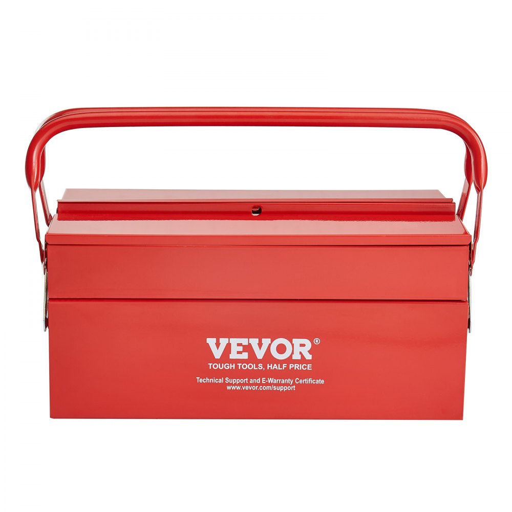VEVOR Tool Box 355.6 mm 2-Tier 3-Tray Folding Cantilever Toolbox with Handle