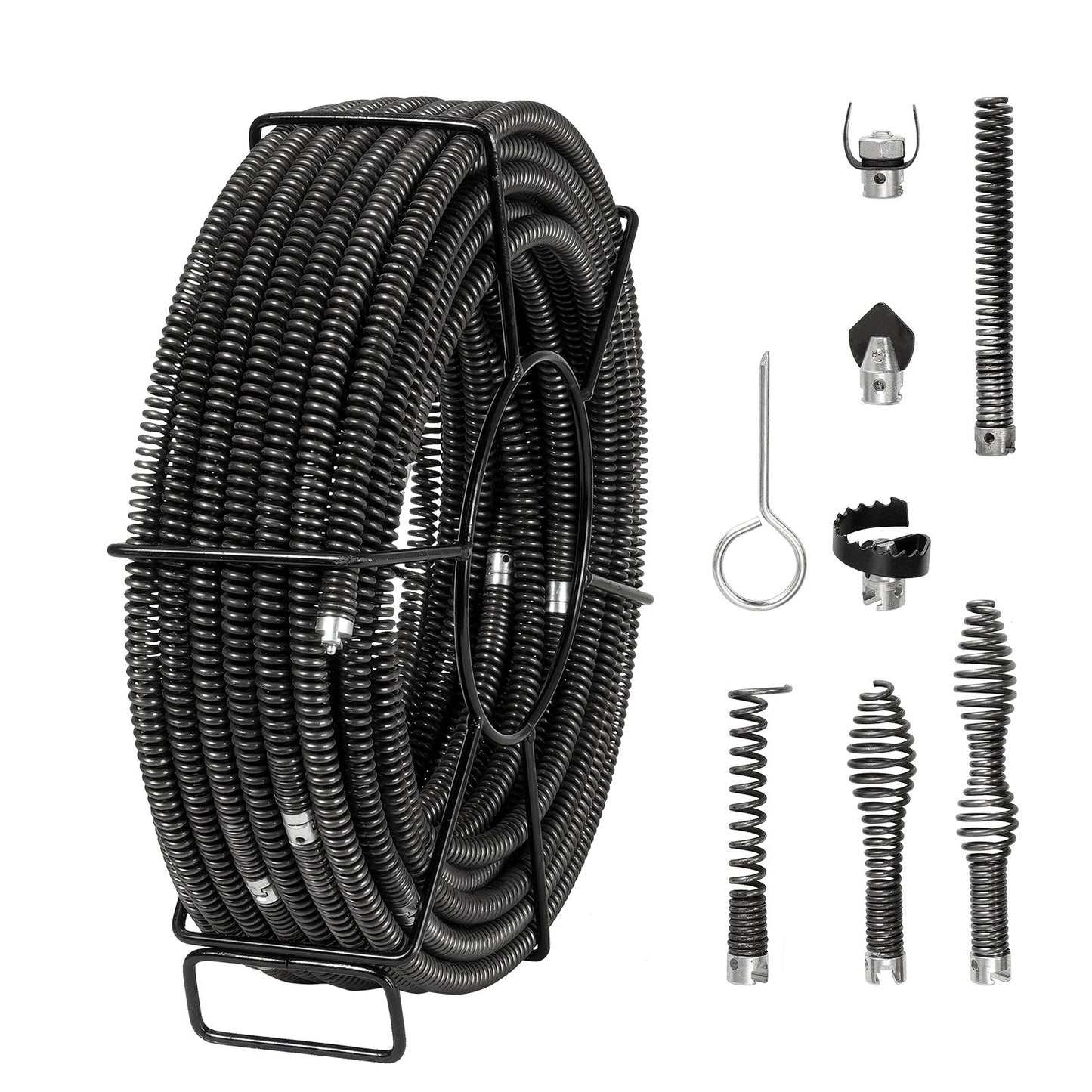 VEVOR Drain Cleaning Cable 100 FT x 5/8 Inch, Professional Sectional Drain Cleaner