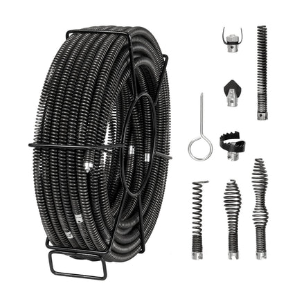 VEVOR Drain Cleaning Cable 100 FT x 5/8 Inch, Professional Sectional Drain Cleaner