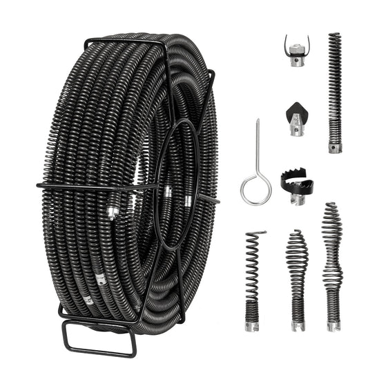 VEVOR Drain Cleaning Cable 100 FT x 5/8 Inch, Professional Sectional Drain Cleaner