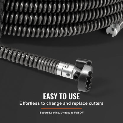 VEVOR Drain Cleaning Cable 66 FT x 5/8 Inch, Professional Sectional Drain Cleaner