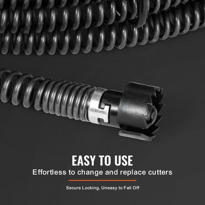 VEVOR Drain Cleaning Cable 45 FT x 7/8 Inch, Professional Sectional Drain Cleaner