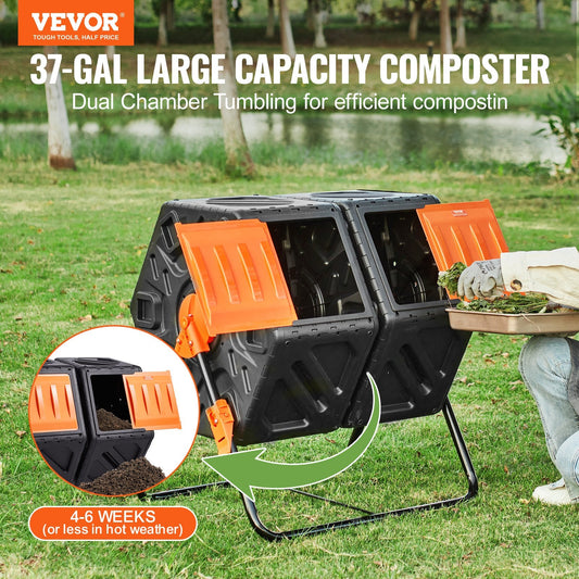 Detachable sliding doors provide convenient access for adding organic waste and removing finished compost