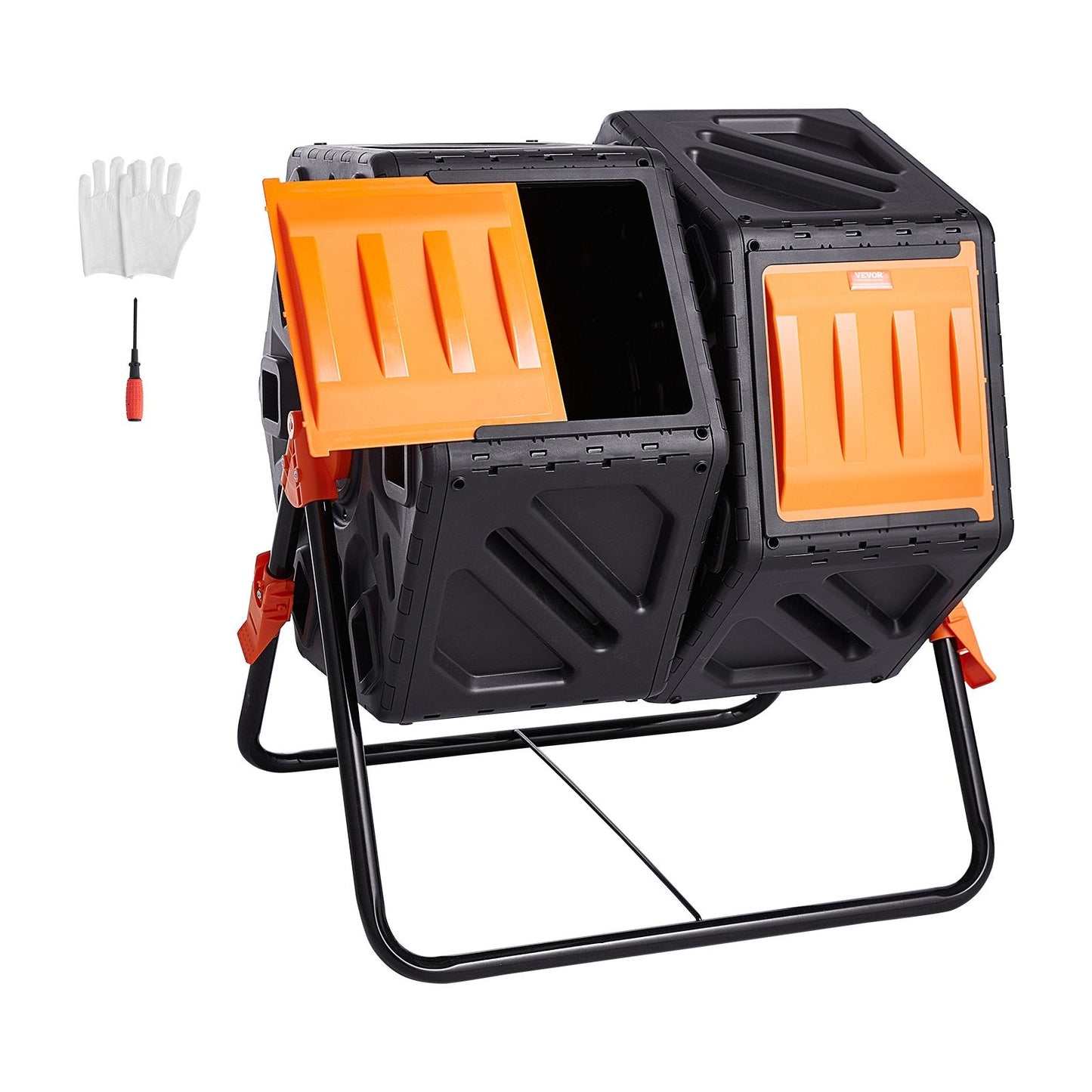 Dual-Chamber 140L Compost Tumbler with Rotating Sliding Doors, 0.79m Height