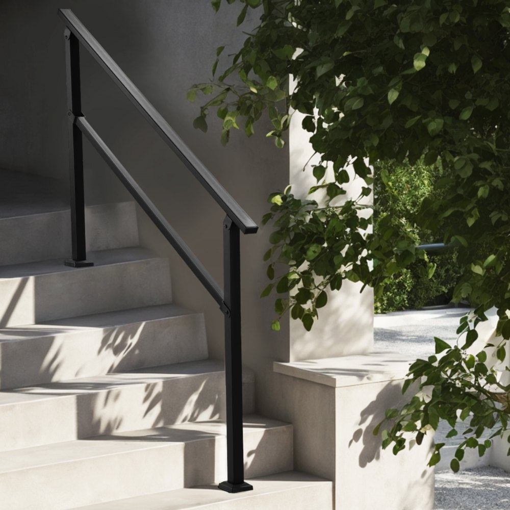 VEVOR Outdoor Handrails for 4-5 Step Stairs Black Square Tube Easy Install