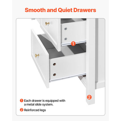 VEVOR 9 Drawer Dresser Wooden Chest of Drawer w/ Sliding & Anti-tip Device White