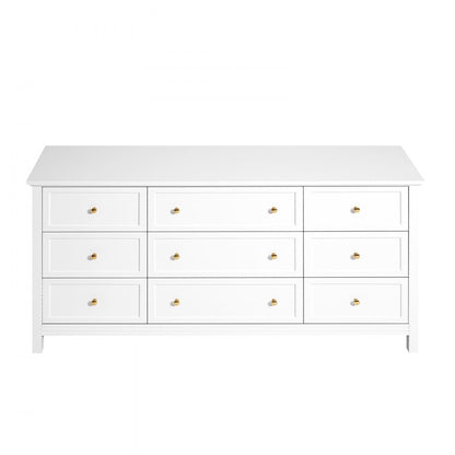 VEVOR 9 Drawer Dresser Wooden Chest of Drawer w/ Sliding & Anti-tip Device White