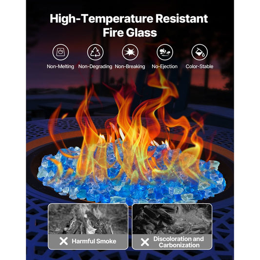 4.5 KG Fire Glass 19.05 mm Fireplace Glass Rocks for Fire Pit 3 Colors